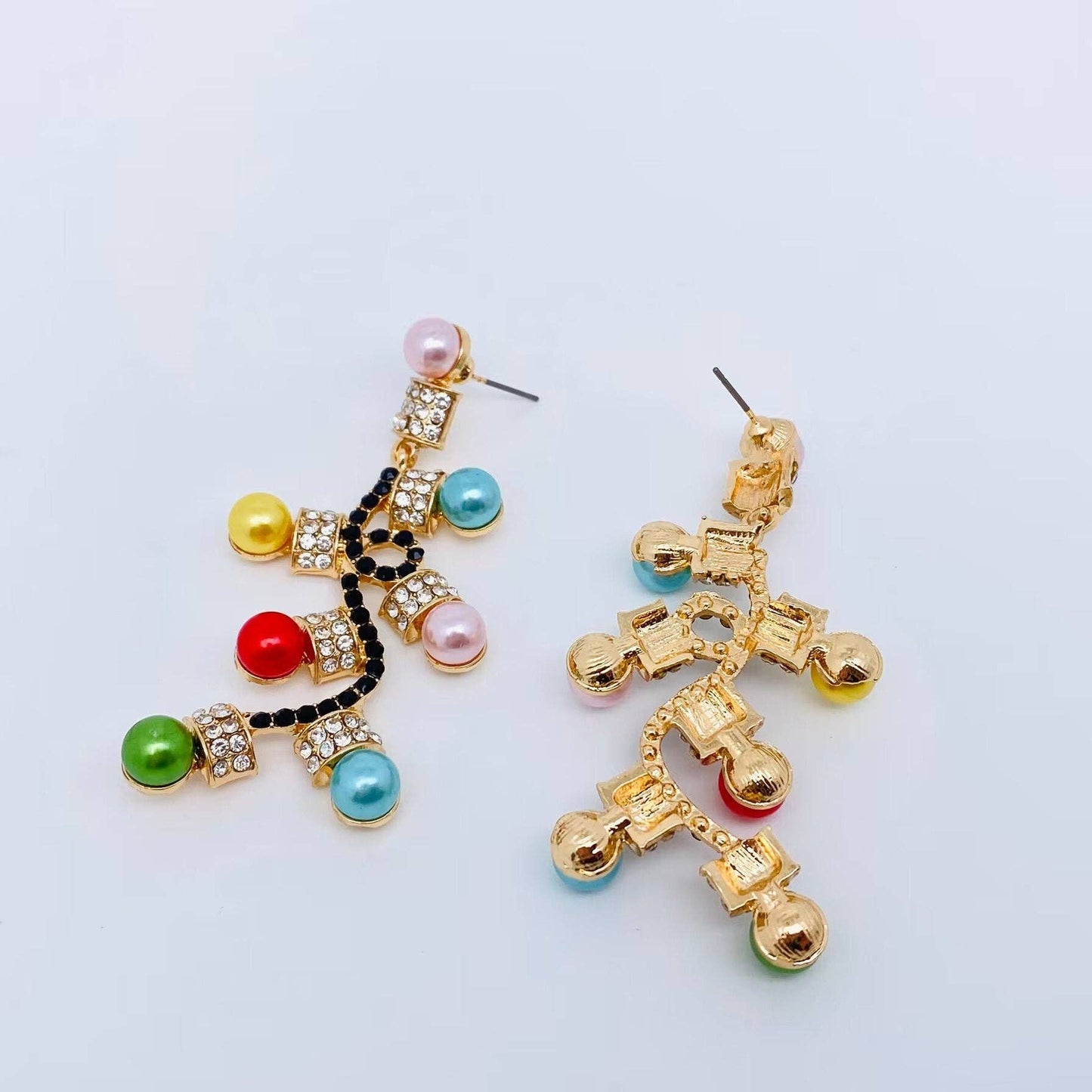 Christmas Jewelry Rhinestone Colored Light Design Earrings