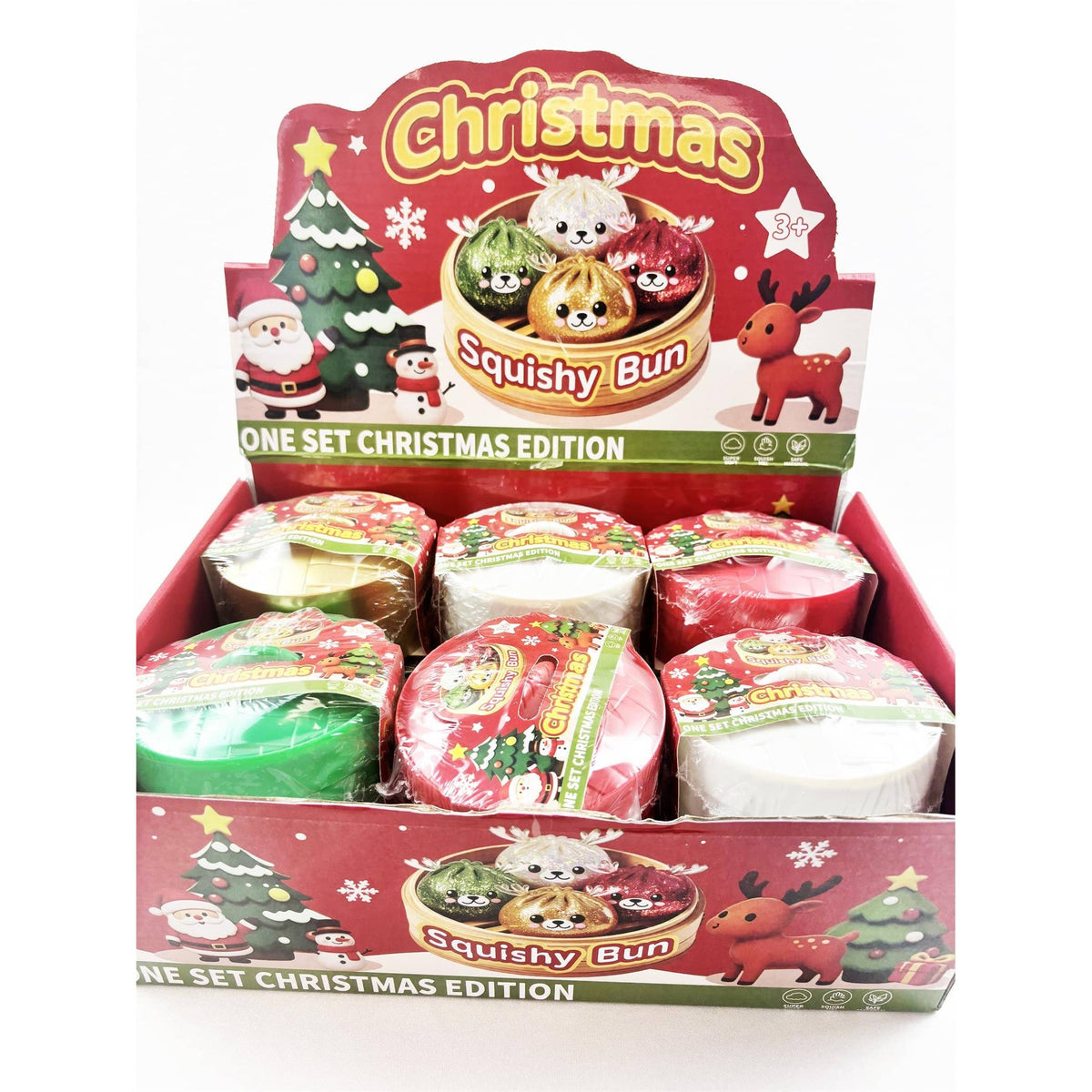 Christmas Reindeer Glitter Maltose Squishy Bun Toy