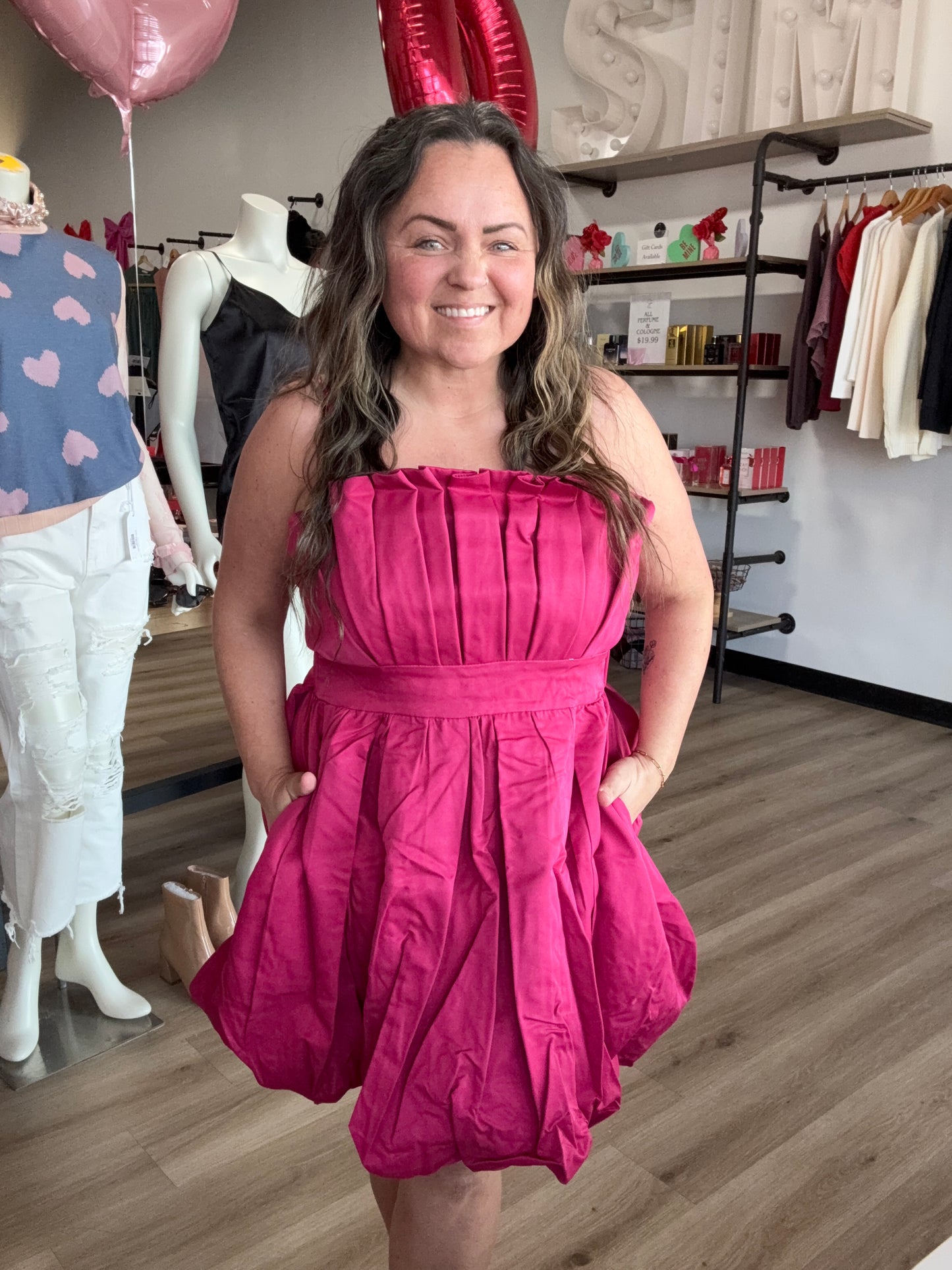 After Hours Bubble Hem Mini Dress