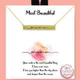 Gold Dipped Mama Engraved Bar Pendant Necklaces