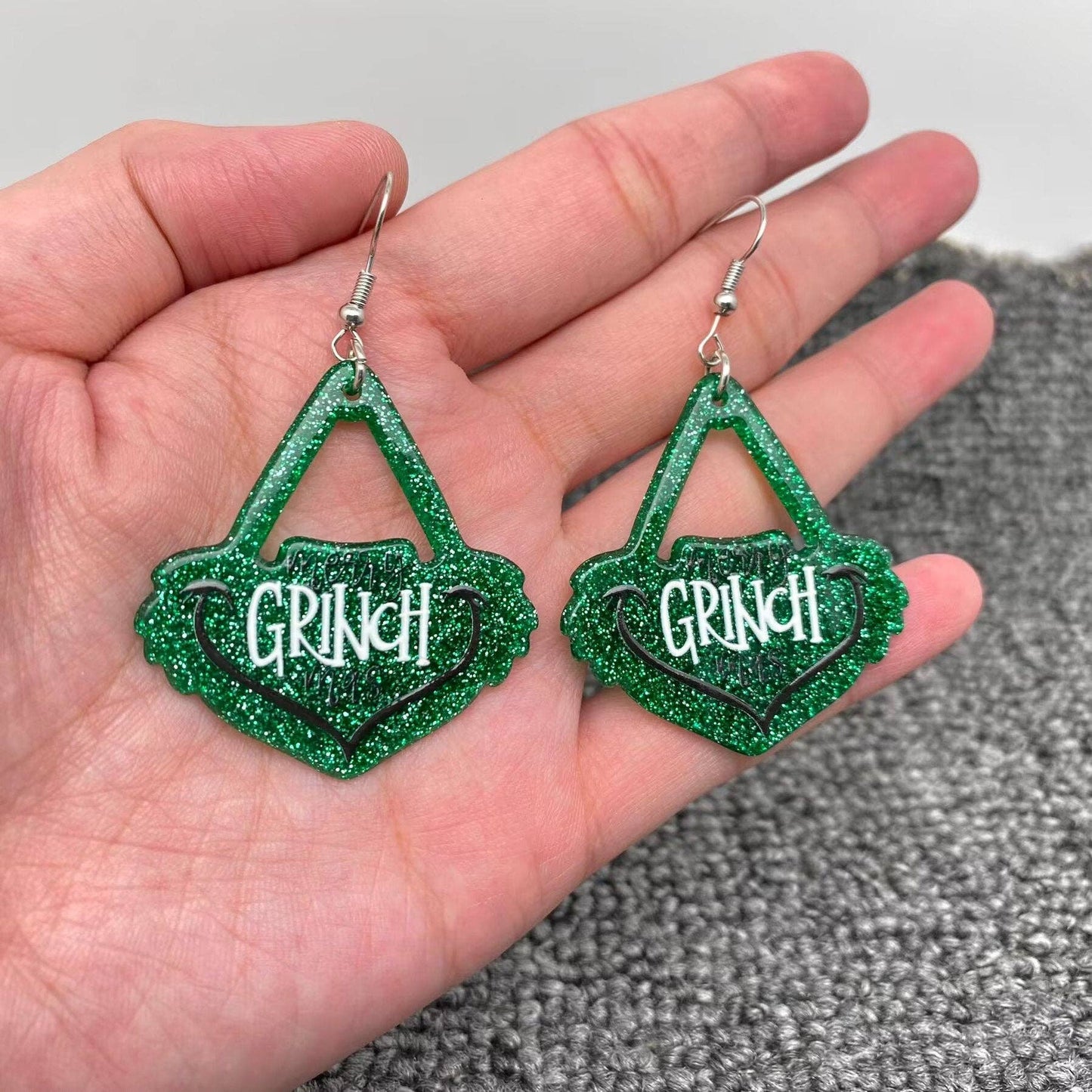 Christmas green mean guy Acrylic Dangle Earrings