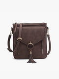 Layla Faux Suede Whipstitch Crossbody w/ Tassel