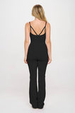 2 Piece Set Matching Flare jumpsuit Active Jacket: Black