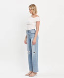 Refulgent High rise Clean Cut raw hem wide leg jeans