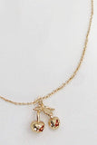 GOLD MINI CHERRY CHARM NECKLACE