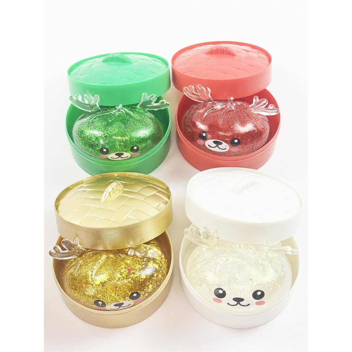 Christmas Reindeer Glitter Maltose Squishy Bun Toy
