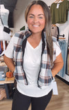 Reversible plaid puffer vest