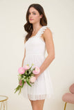 Seeing stars smocked ruffle chiffon white dress