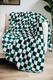 Checkerboard Print Soft Throw Blanket-Black