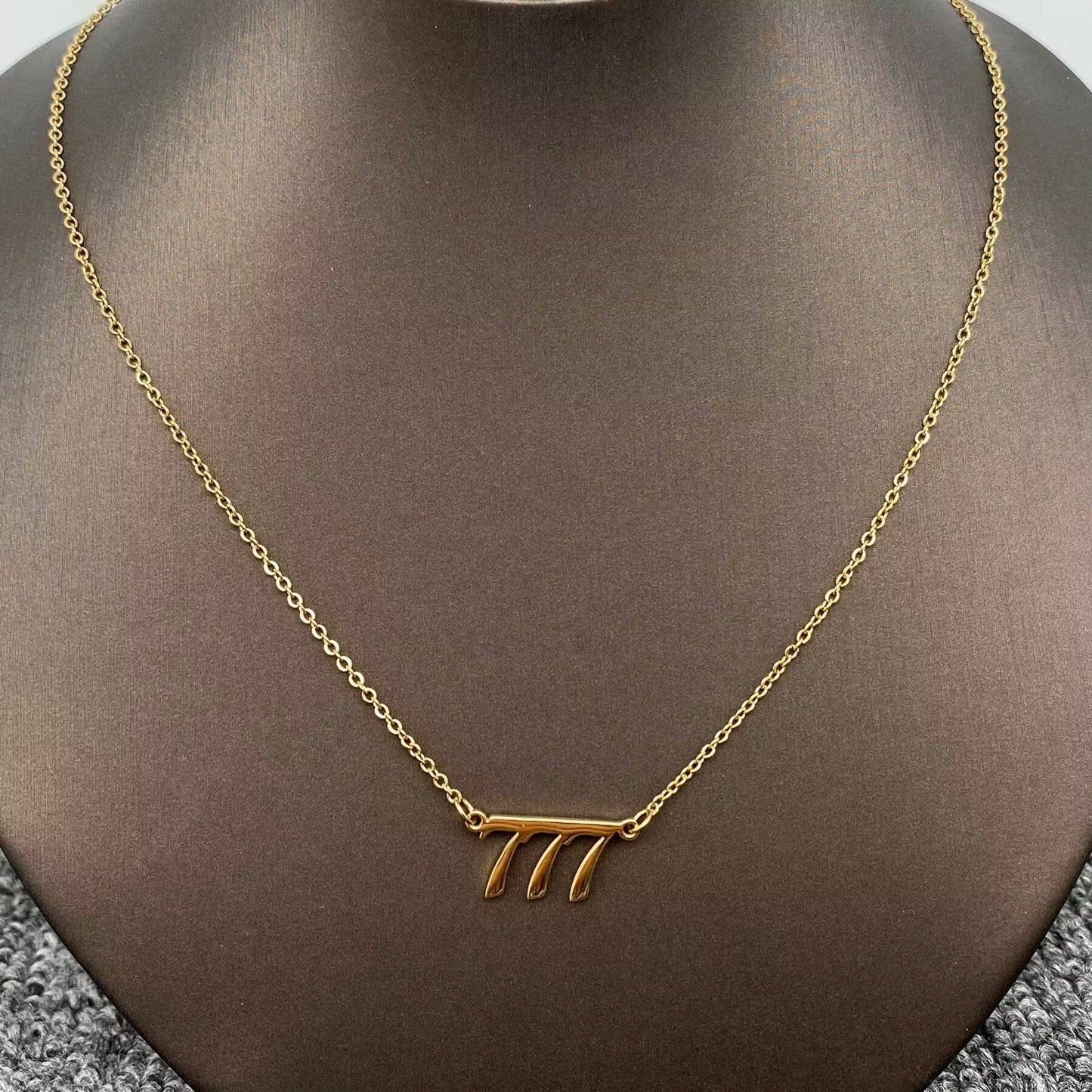 Lucky Numbers 18K Gold Plated Stainless Steel Necklace