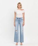 Refulgent High rise Clean Cut raw hem wide leg jeans