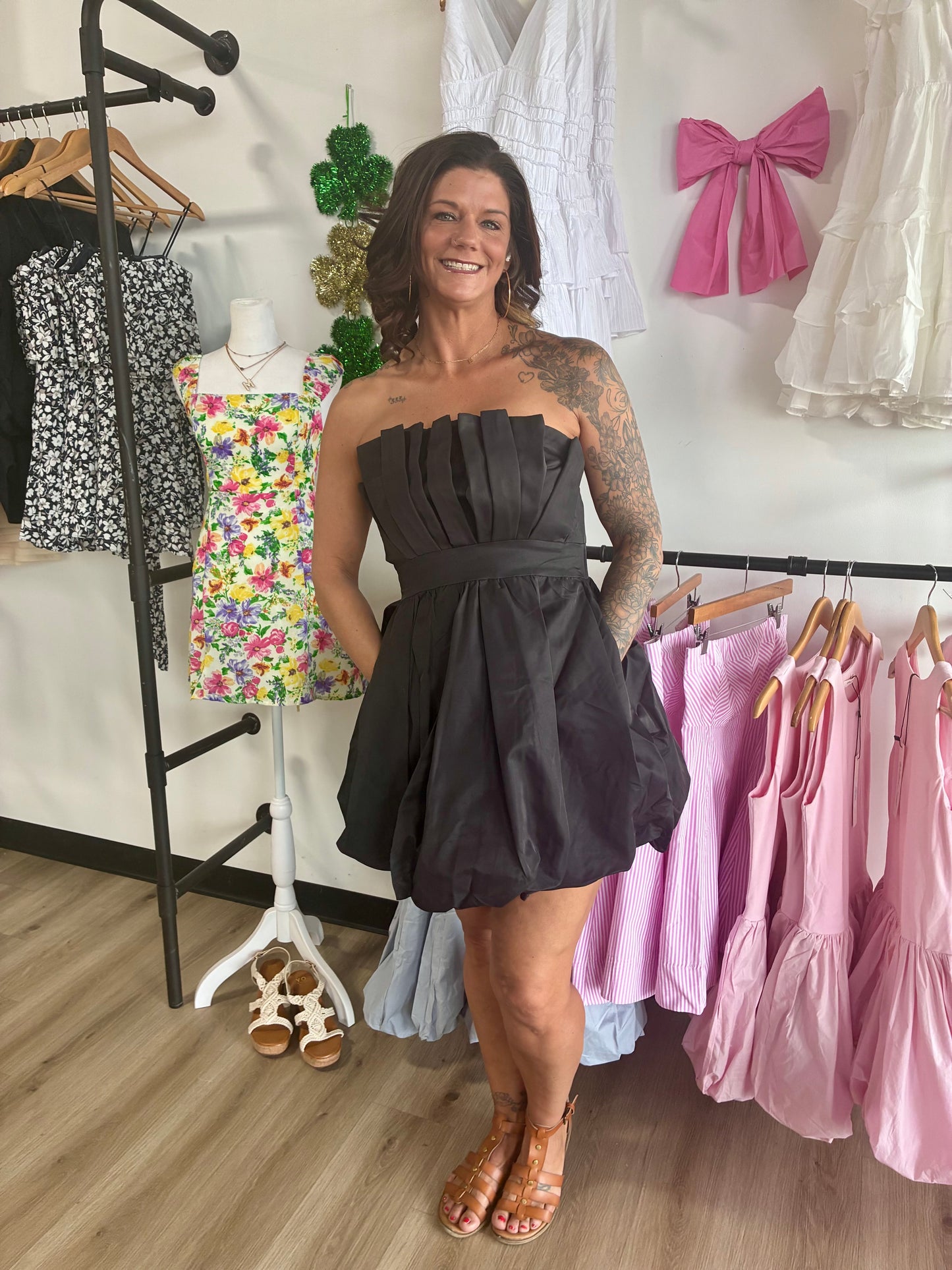 After Hours Bubble Hem Mini Dress