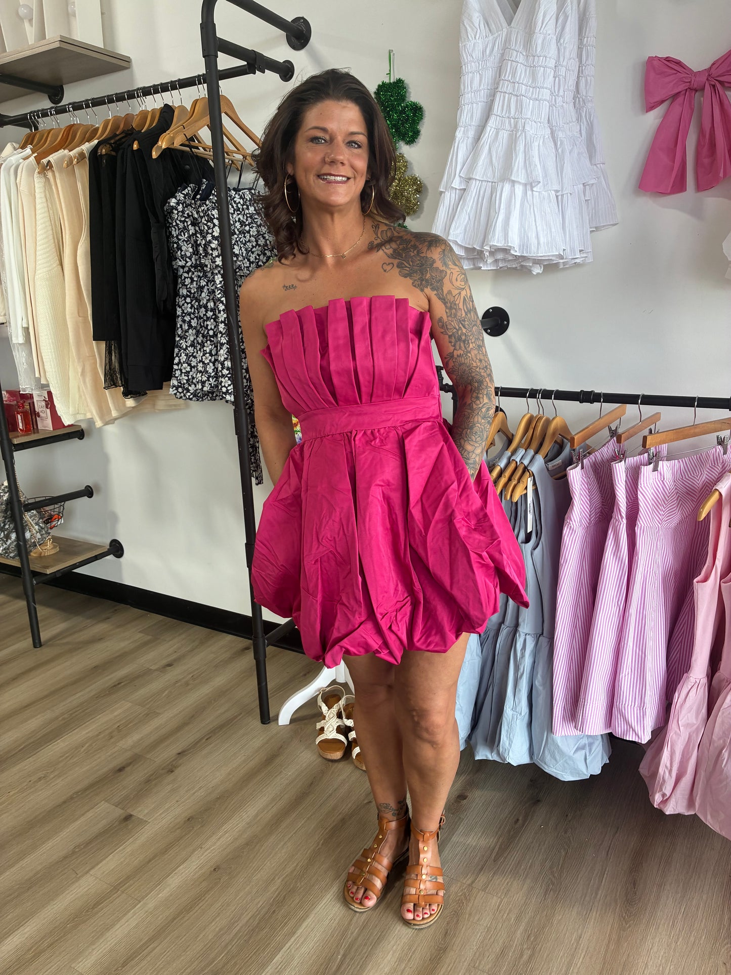After Hours Bubble Hem Mini Dress