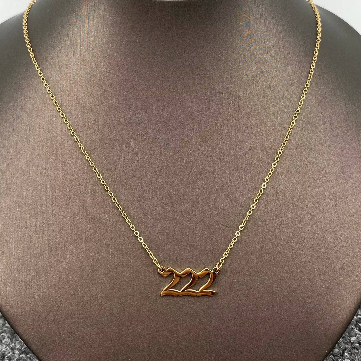 Lucky Numbers 18K Gold Plated Stainless Steel Necklace