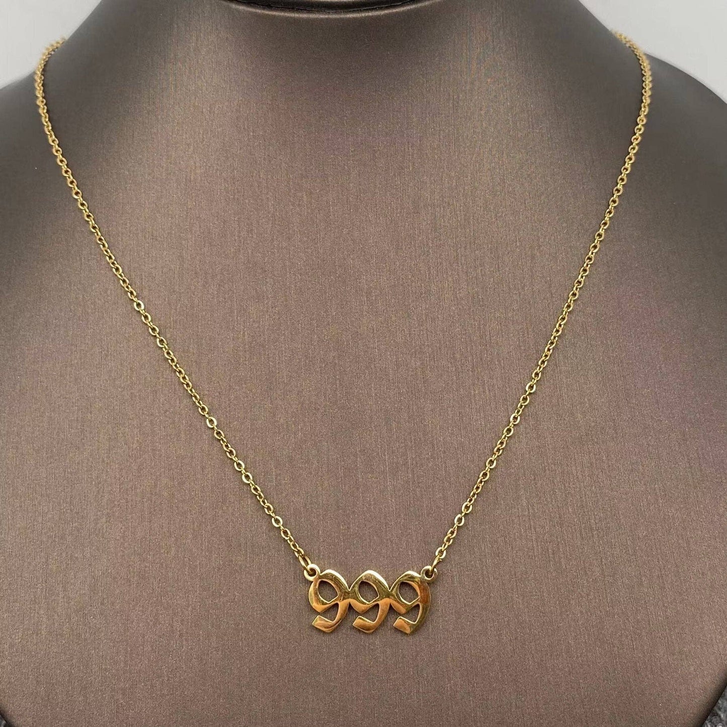 Lucky Numbers 18K Gold Plated Stainless Steel Necklace