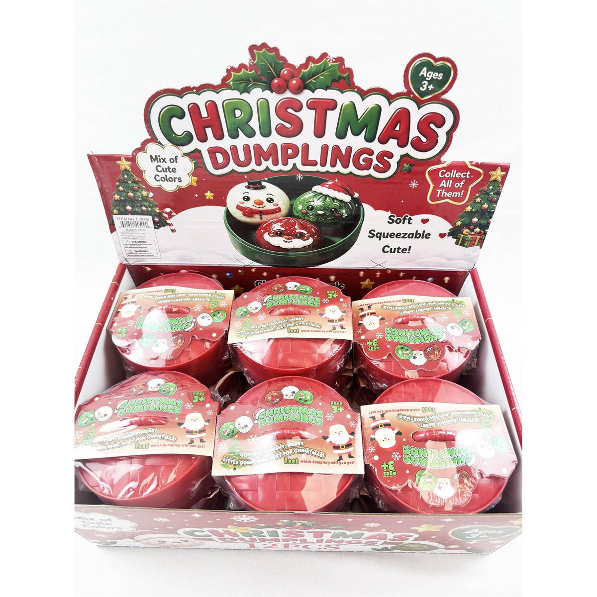 Christmas 3-Mini Glitter Maltose Candy Dumpling Squishy Toy