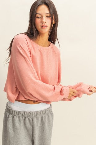 Ellie’s cropped oversized sweatshirt-Pink
