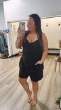 Milly’s Mineral Washed Sleeveless Casual Knit Romper-Black
