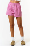 GINGHAM ELASTIC WAISTBAND BOXER SHORTS: MAGENTA