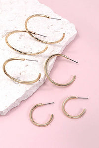 TRIO TEXTURED HOOP EARRINGS