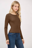 FRONT DOUBLE LAYERED CREW LONG SLEEVE TOP