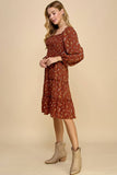 TIERED DRESS W/SMOCKING & LONG SLEEVE