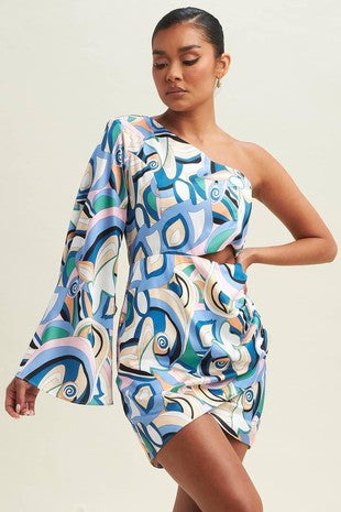 Retro One Shoulder Dress