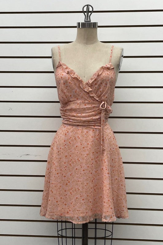 Peach Petals Wrap Dress