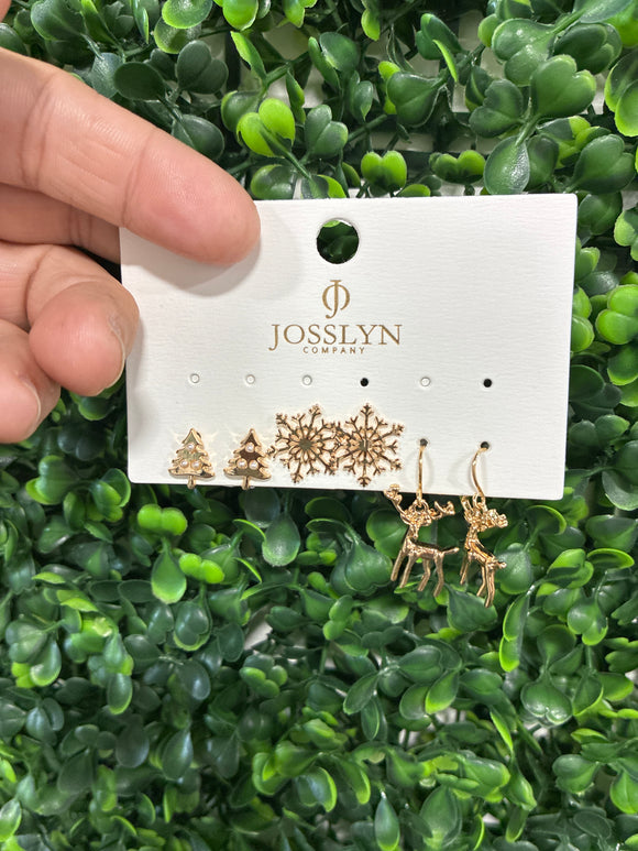Tree snowflake reindeer Christmas earrings