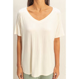 Slouchy Short-Sleeve V-Neck Top