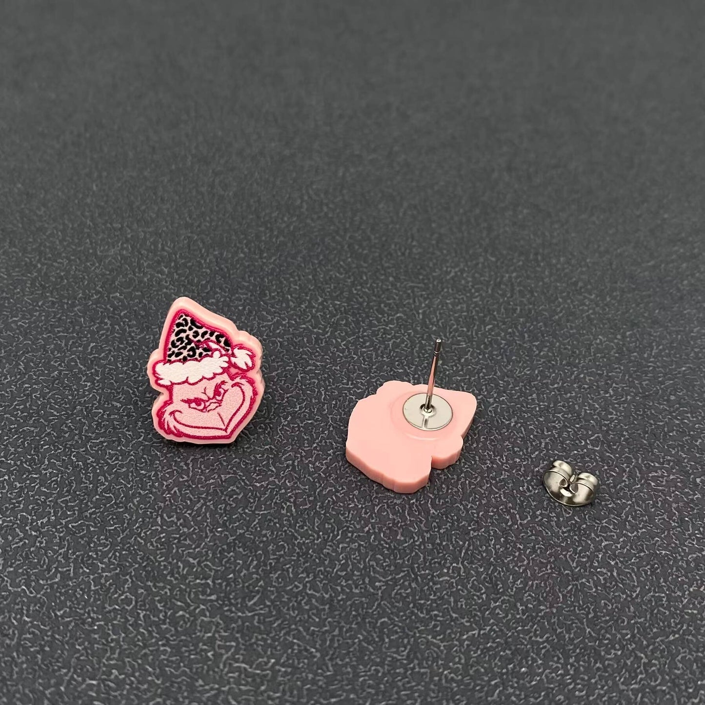 Christmas Jewelry Acrylic Pink guy Ear Studs