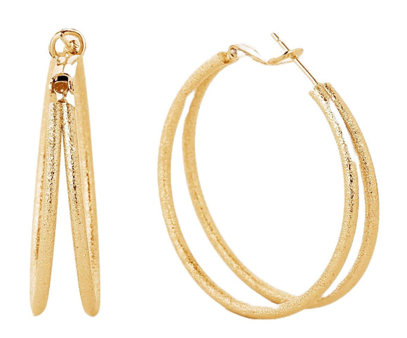 14K Gold Dipped Omega Closure Hoop Earrings: Gold