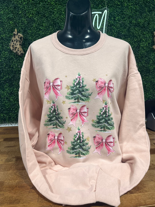 Pink bow and Christmas sweatshirt