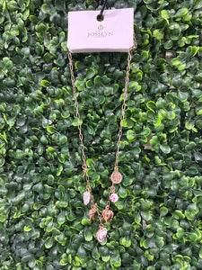 Pink ceramic bow charm necklace