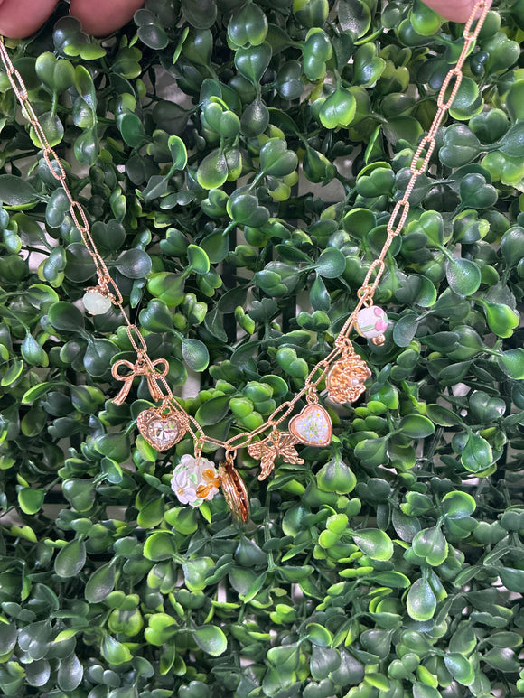 Heart locker butterfly charm necklace