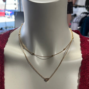 Double necklace with heart pendant