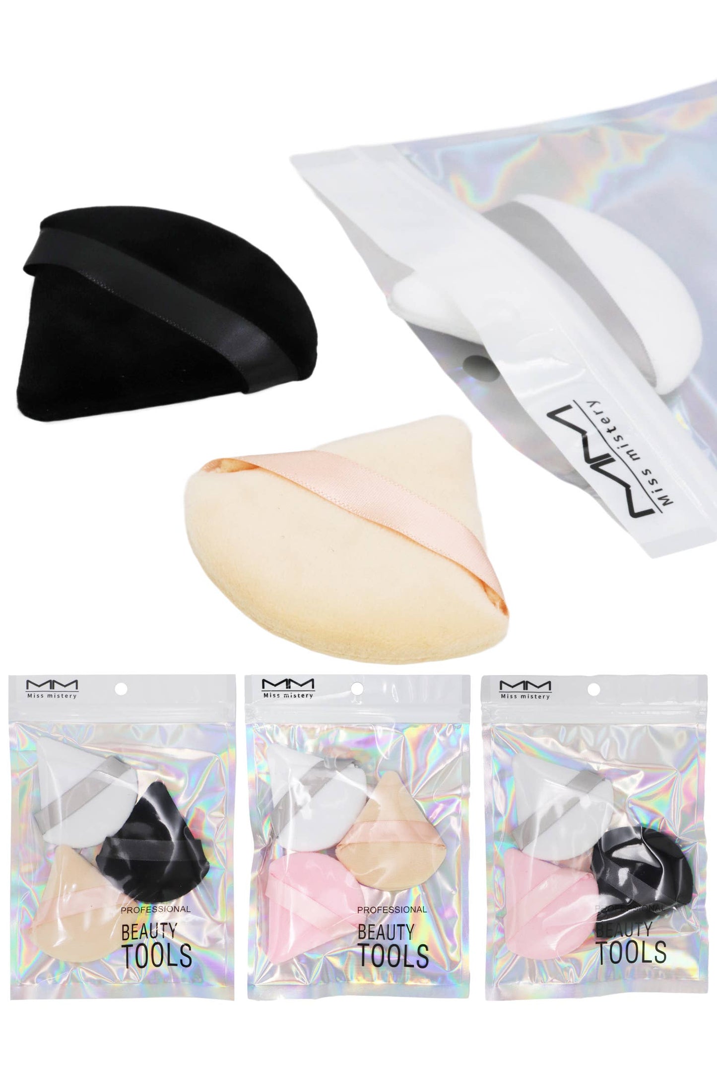 Velvety Triangle Makeup Powder Puff - 3 pc/bag