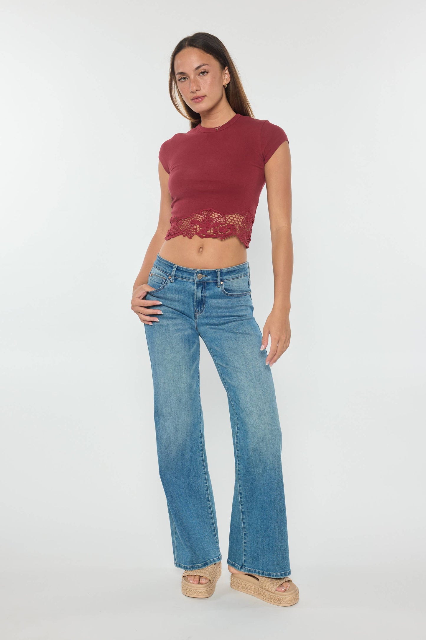 High Rise Wide Leg Jeans-Medium