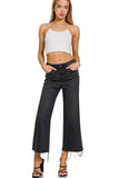 High Rise Washed Black Cropped Jean Pants