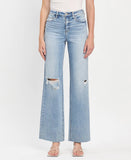 Refulgent High rise Clean Cut raw hem wide leg jeans