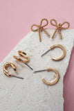 TRIO HUGGIE BOW HOOP TITANIUM POST EARRINGS