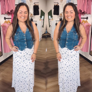 Clarissa’s floral maxi skirt-Blue