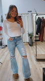 Farrah’s light wash flared jeans