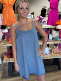 Melanie’s Mineral Washed Knit Mini Dress with Shorts Inside-Denim