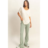 Slouchy Short-Sleeve V-Neck Top