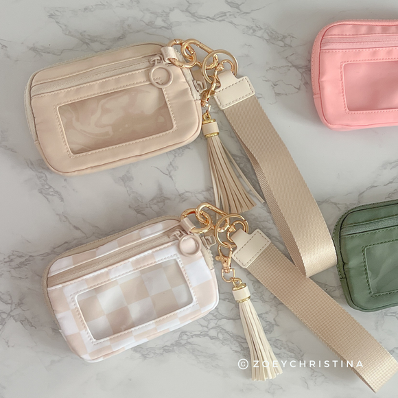 Tassel Zipper Wristlet Wallet with Clear ID Slot