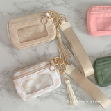 Tassel Zipper Wristlet Wallet with Clear ID Slot