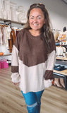 Color block long sleeve sweater