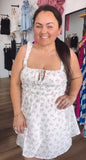 Fiona’s floral scrunchie dress