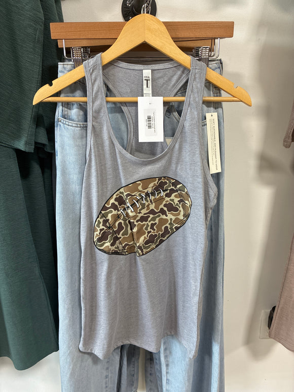 Camo football racerback tank